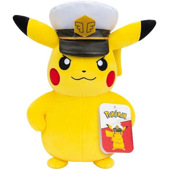 Pokémon Captain Pikachu Plush 8 Inch Soft Toy with Hat Authentic Collectible - Picture 1 of 6